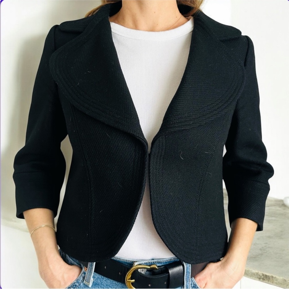 Boden • Collared Crop Wool Coat in Black